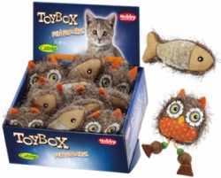 Nobby TOYBOX hračka pro kočku Catnip Ryba+Sova 13-15 cm / 12 ks